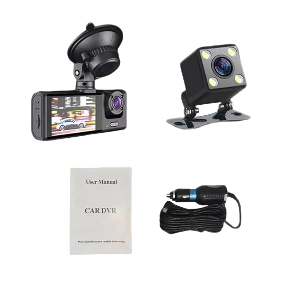 Cámara Para Automovil Accesorio Dashcamera Hd1080p 3 Pantalla Negra