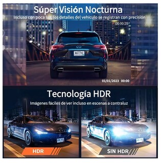 Foto 4 | Cámara Para Automovil Accesorio Dashcamera Hd1080p 3 Pantalla Negra