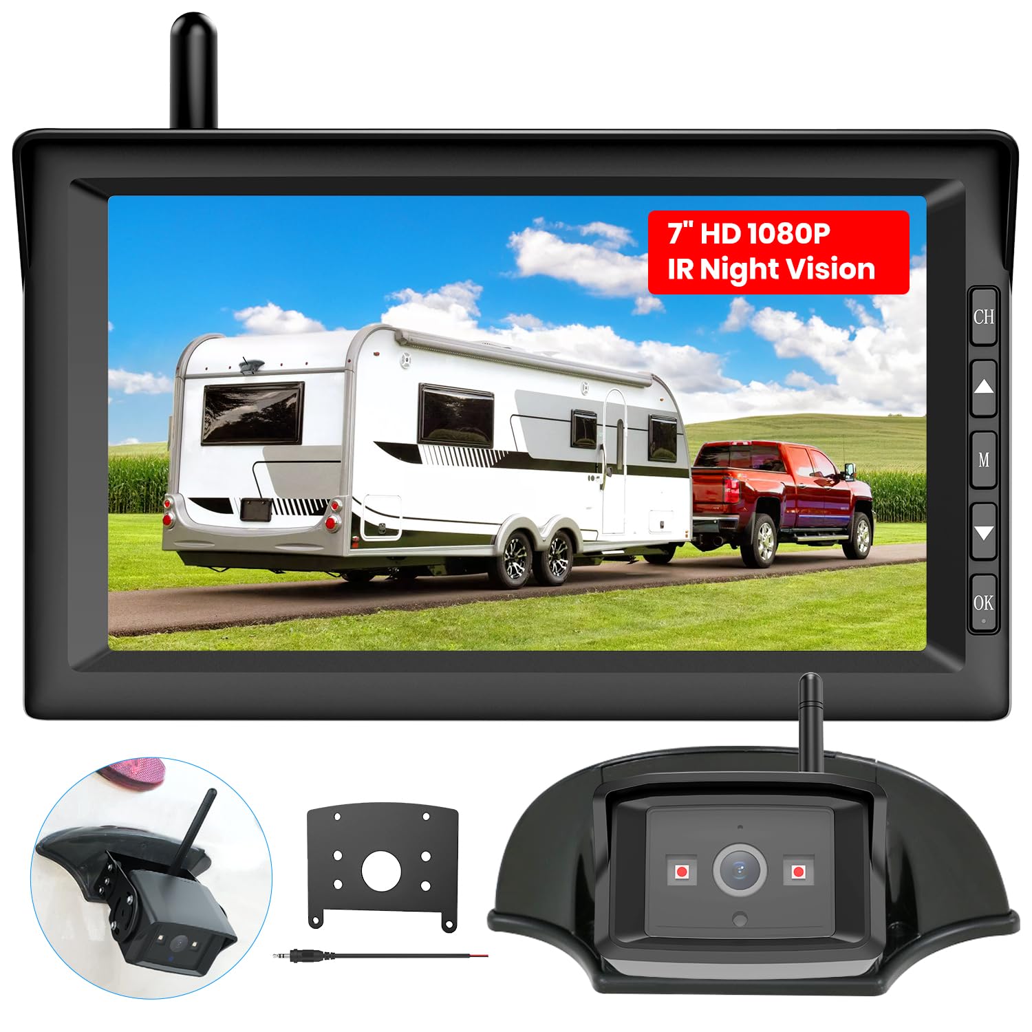 Cámara De Respaldo Auto-vox W10 Inalámbrica 1080p De 7 Pulgadas Para Furrion - Venta Internacional. $3,038