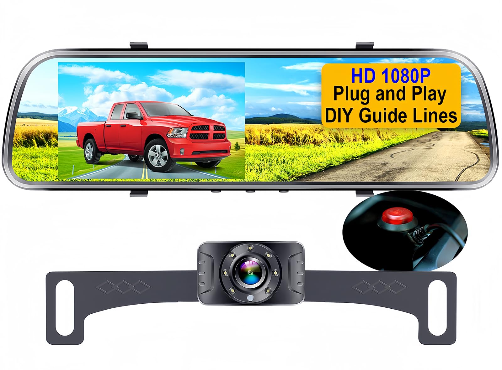 Espejo Con Cámara Trasera Hd 1080p Amtifo A1 Para Coche, Camión, Suv - Venta Internacional. $1,161
