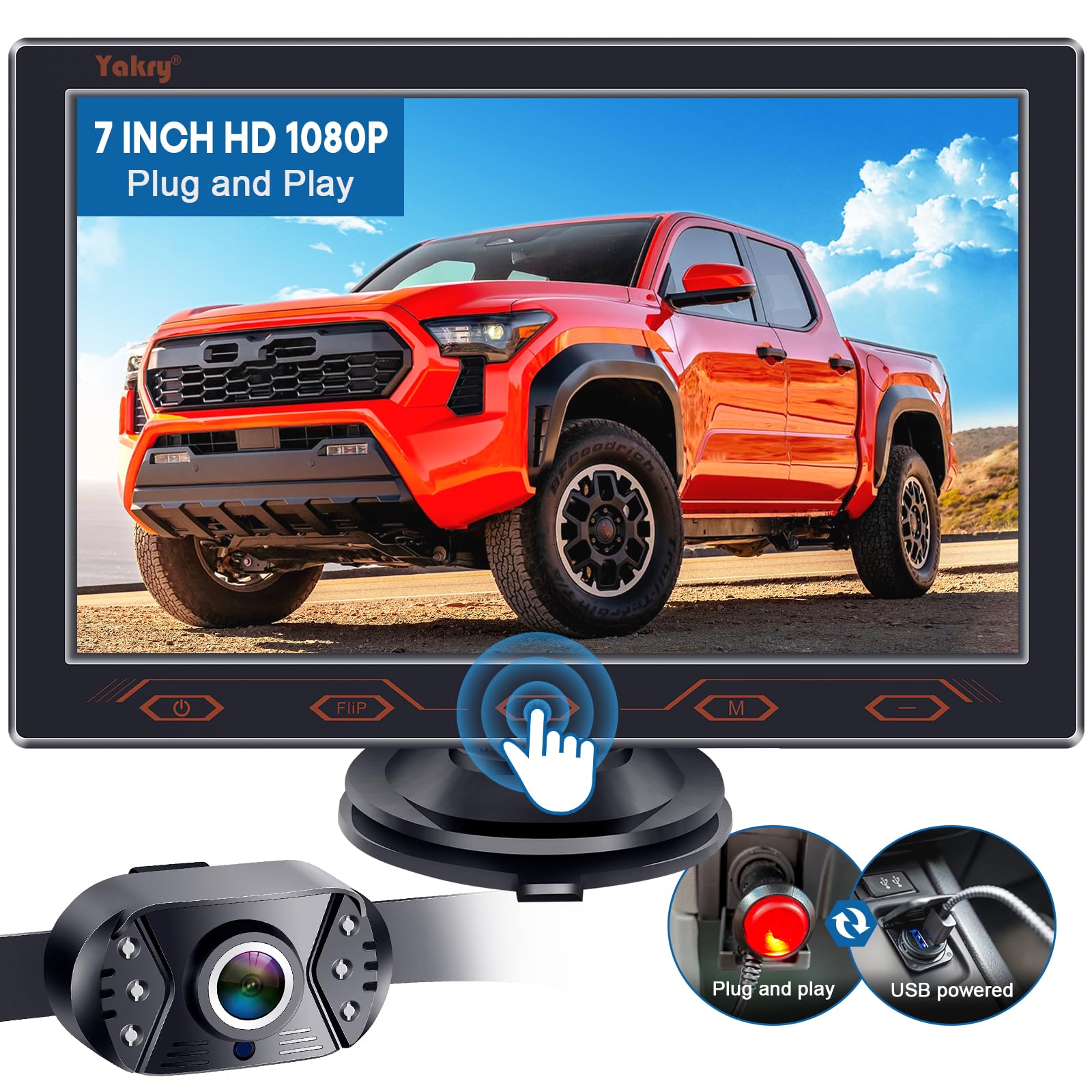 Foto 1 | Cámara De Respaldo Yakry Y16 De 7 Pulgadas Hd 1080p Touch Para Automóviles - Venta Internacional.