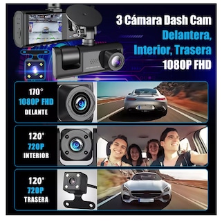 Foto 6 | Cámara Xtellar Para Automóvil Hysmart 3 1080p Con 32gb Tarjeta De Memoria Dash Cam Cámara De Reversa