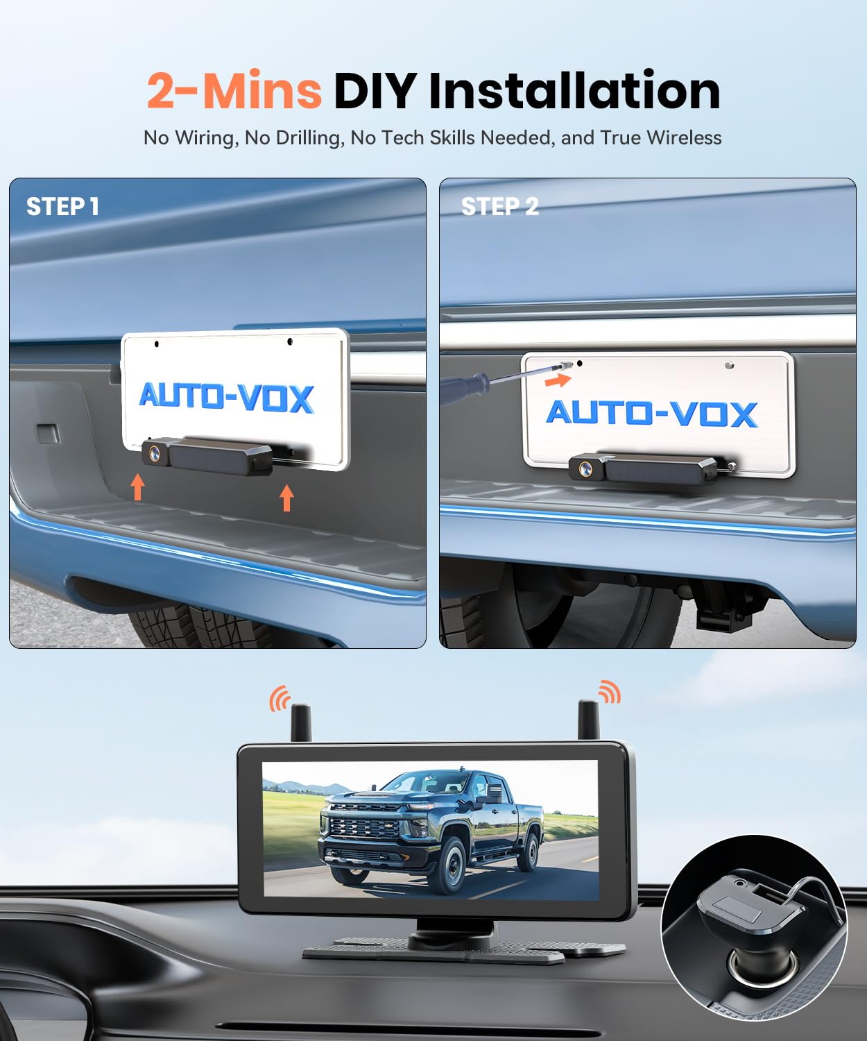 Foto 3 pulgar | Cámara De Respaldo Inalámbrica Auto-vox 7.2 Dvr Portátil Solar Hd 1080p - Venta Internacional.