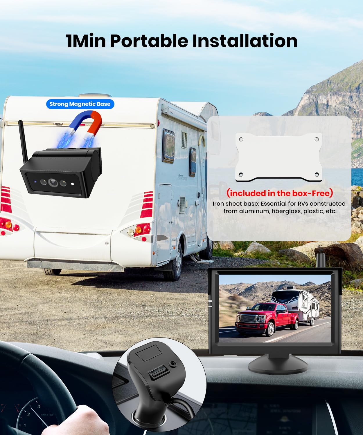Foto 2 | Cámara De Respaldo Inalámbrica Auto-vox Magnetic 5 Portátil 1080p Hd - Venta Internacional.