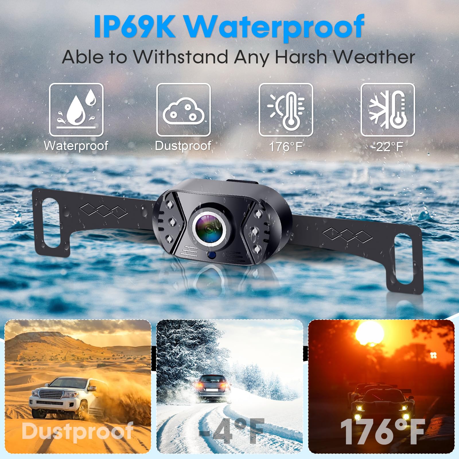 Foto 4 pulgar | Cámara Trasera Leekooluu Hd 1080p, Vista Trasera, Impermeable - Venta Internacional.