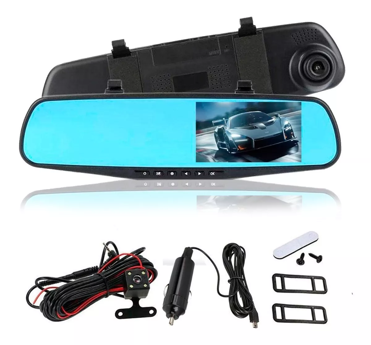 Foto 2 pulgar | Espejo Retrovisor Dvr Universal 2 Camaras Delantera Y Reversa