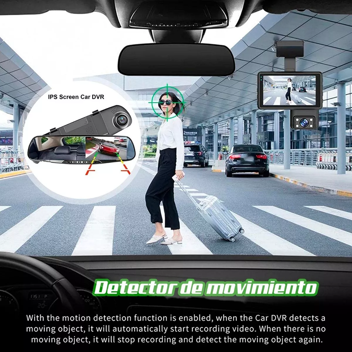 Foto 6 pulgar | Espejo Retrovisor Dvr Universal 2 Camaras Delantera Y Reversa