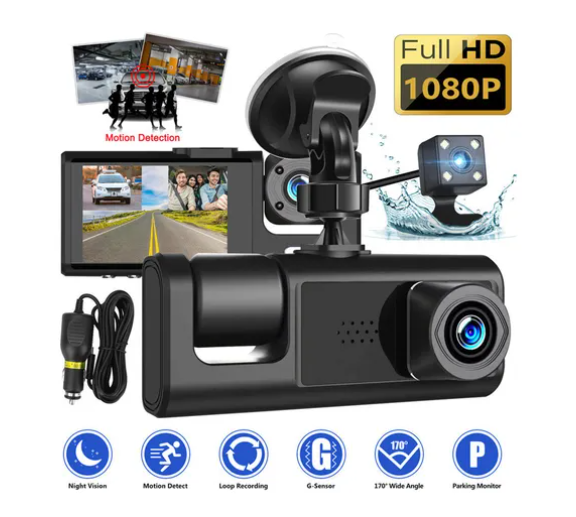 Foto 6 pulgar | Accesorios Camara 1080p Para Auto Hd Con 3 Cámaras