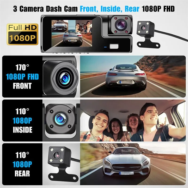Foto 4 pulgar | Cámara Automóvil Carro Wifl De 3 Canales Carro Dash Cam Hd