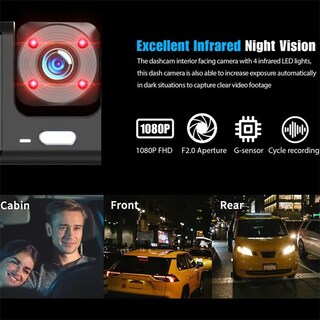 Foto 4 | Cámara Automóvil Carro Wifl De 3 Canales Carro Dash Cam Hd