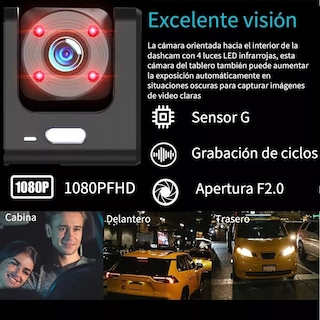 Foto 4 | Cámara Tucson Para Automovil Accesorio Dashcamera Hd1080p 3pantalla