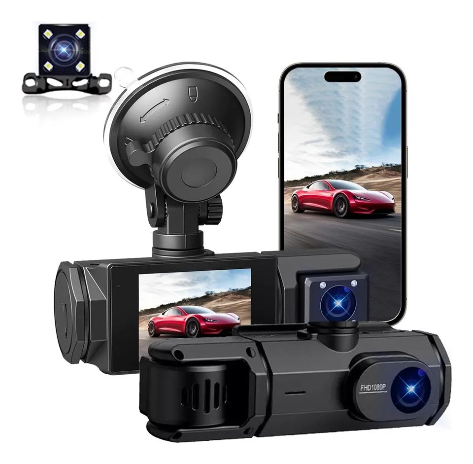 Foto 1 | Dashcam Cámara Parra Auto Dash Cam 3 Cámara  Wifi App 1080p