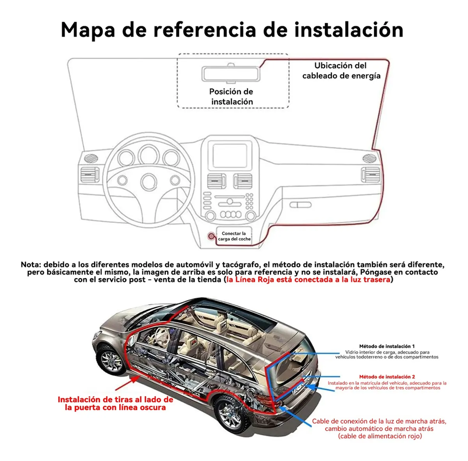 Foto 2 | Dashcam Cámara Parra Auto Dash Cam 3 Cámara  Wifi App 1080p