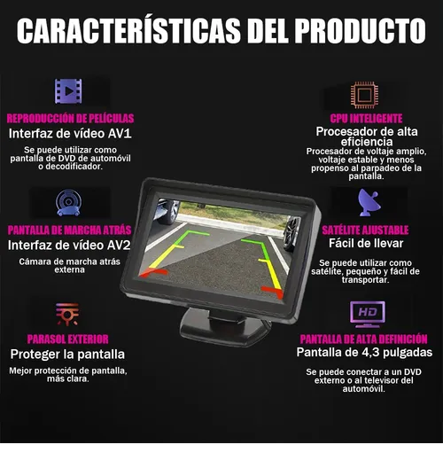 Foto 3 | Kit Camara Reversa Hd Auto Camioneta Impermeable Universal