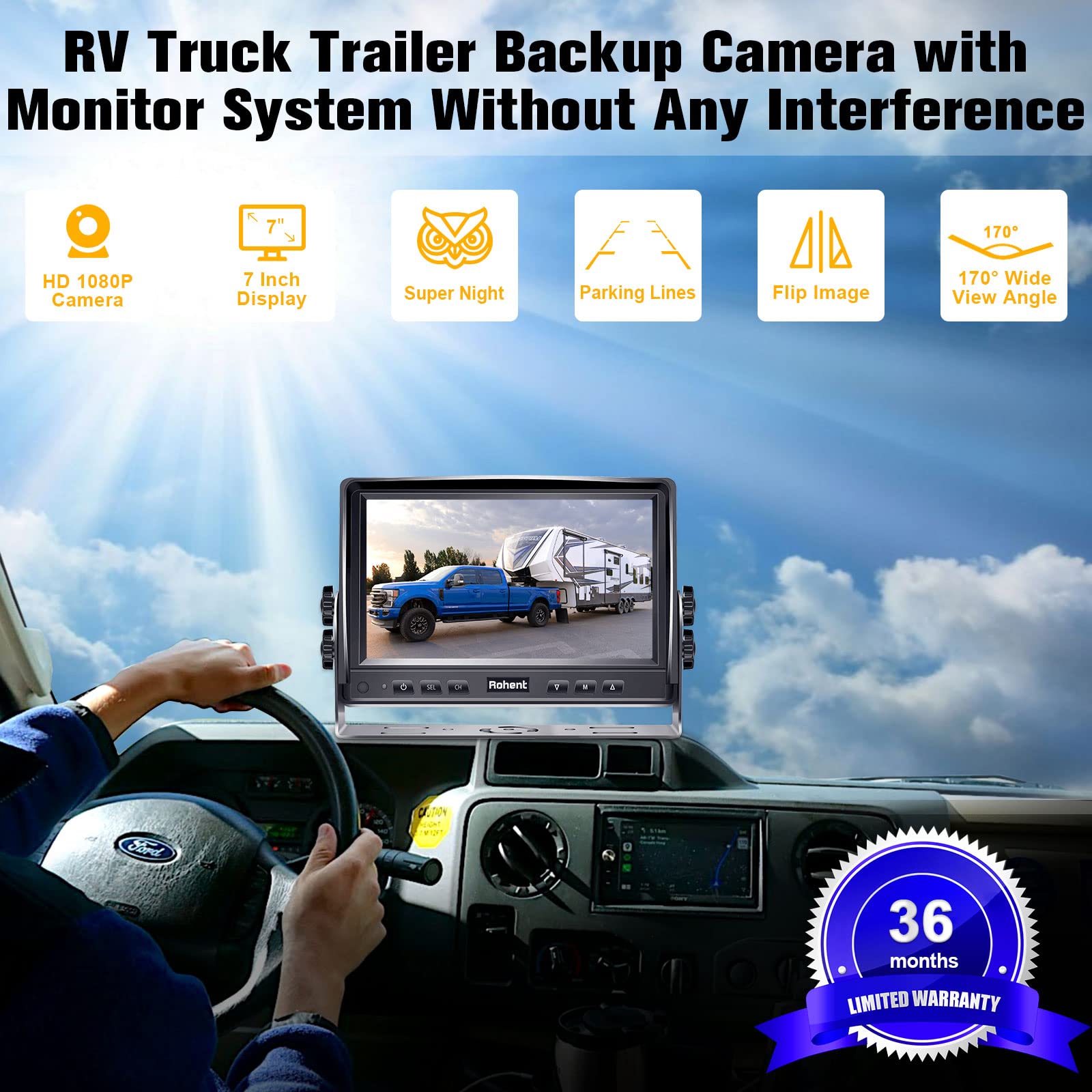 Foto 5 | Sistema De Cámara De Respaldo Rv Rohent R4 Hd 1080p Ip69 - Venta Internacional.