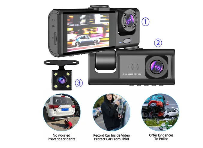 Foto 3 pulgar | Accesorios  Camara 1080p Para Auto Hd Con 3 Cámaras