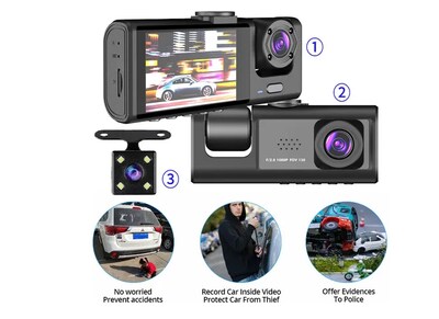 Foto 2 | Accesorios Camara 1080p Para Auto Hd Con 3 Cámaras