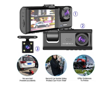 Foto 2 | Accesorios Dash Camara 1080p Para Auto Hd Con 3 Cámaras
