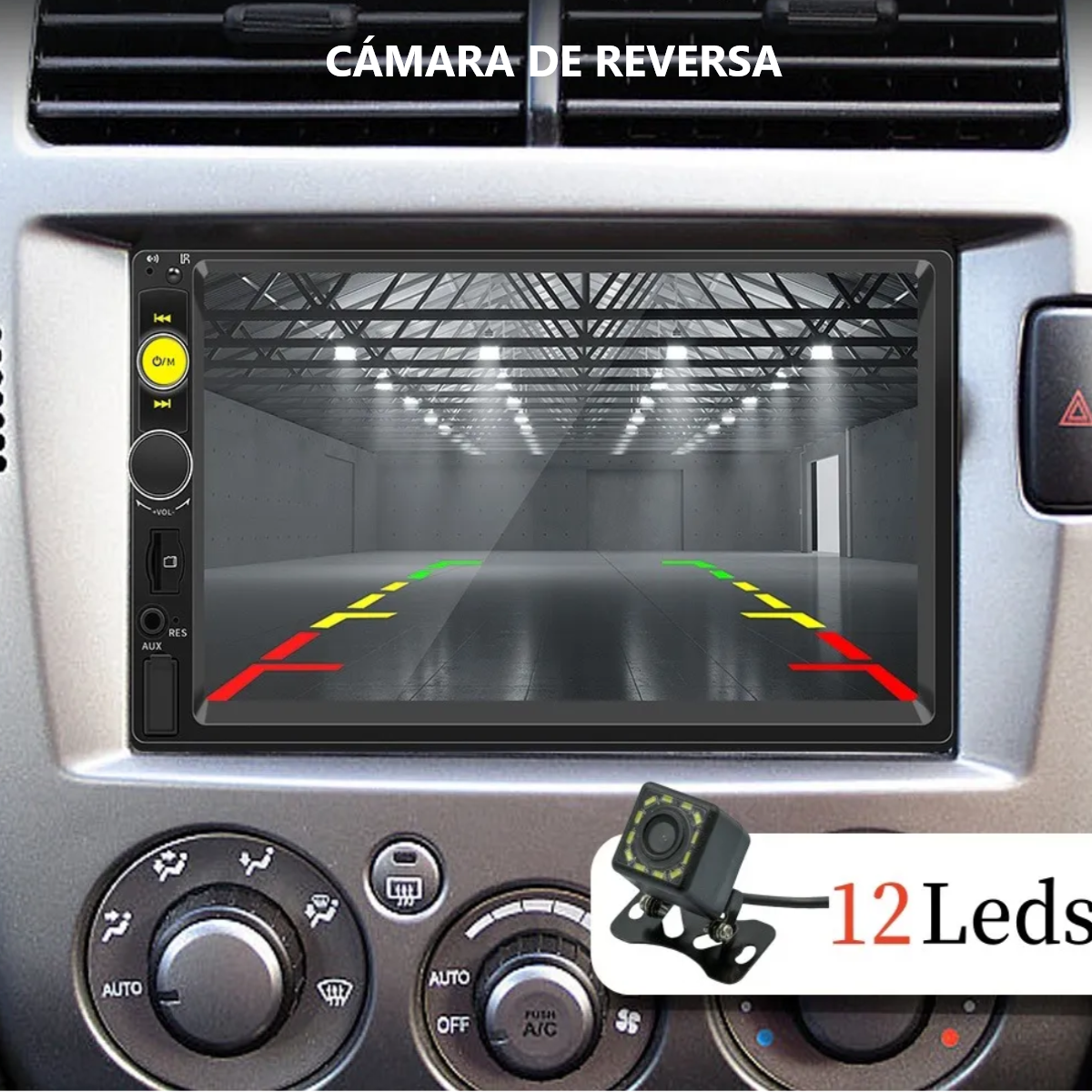 Foto 5 pulgar | Auto Estéreo 2 Din Espejo Link/control Volante Cámara 12leds Lab.g Negro