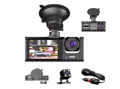 Foto 1 | Cámara Para Automóvil Hd 1080p Dashcamera 3 En 1 Con Audio