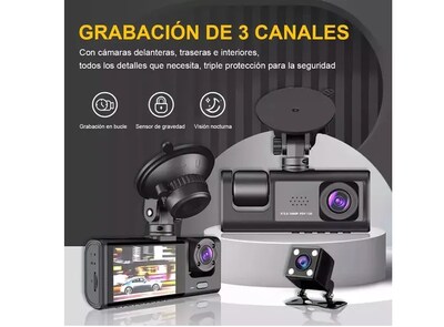 Foto 2 | Cámara Para Automóvil Hd 1080p Dashcamera 3 En 1 Con Audio