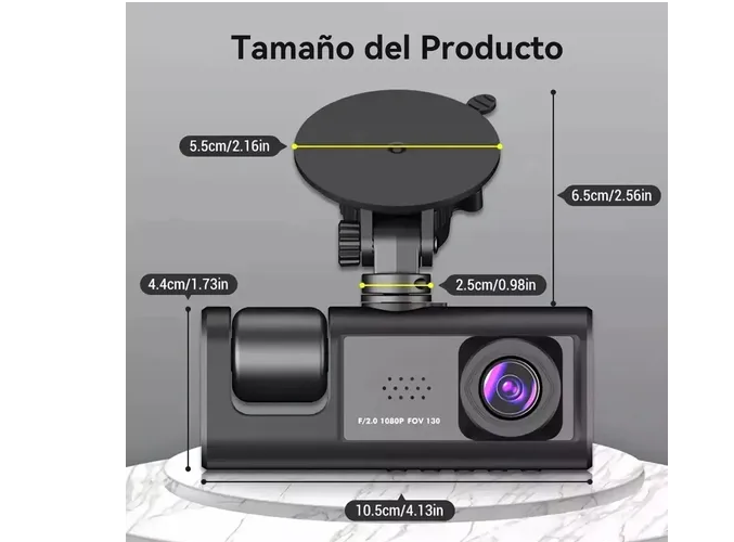 Foto 4 | Cámara Para Automóvil Hd 1080p Dashcamera 3 En 1 Con Audio