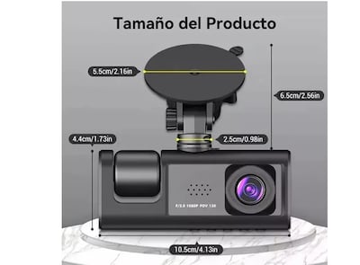 Foto 4 | Cámara Para Automóvil Hd 1080p Dashcamera 3 En 1 Con Audio