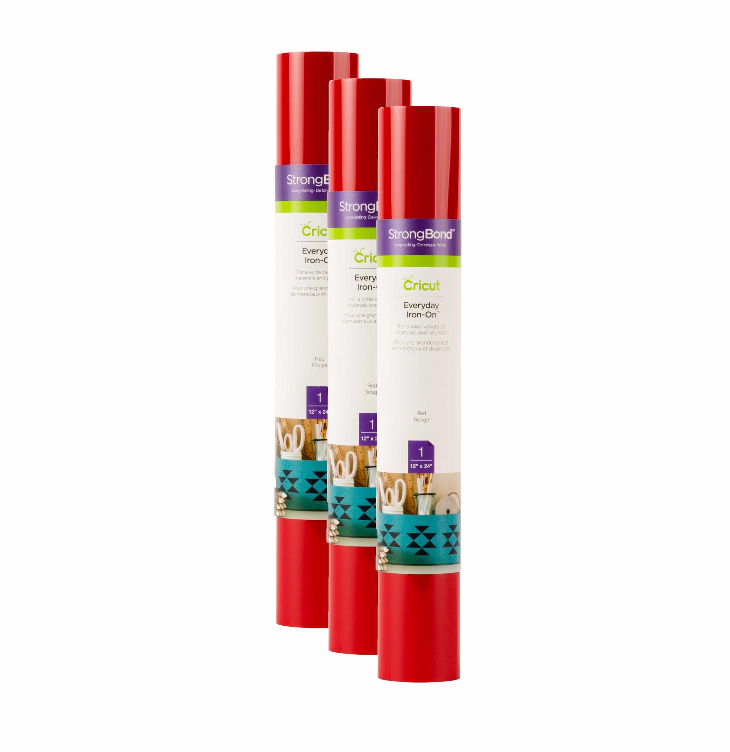 Vinilo De Transferencia De Calor Cricut Everyday Iron On Rojo, Paquete De 3 - Venta Internacional.