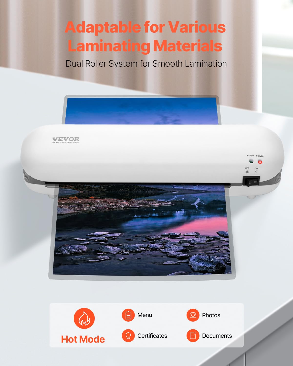 Foto 2 | Laminadora Térmica Vevor Para Papel A4 De 3 A 5 Mm De Grosor, Color Blanco - Venta Internacional.