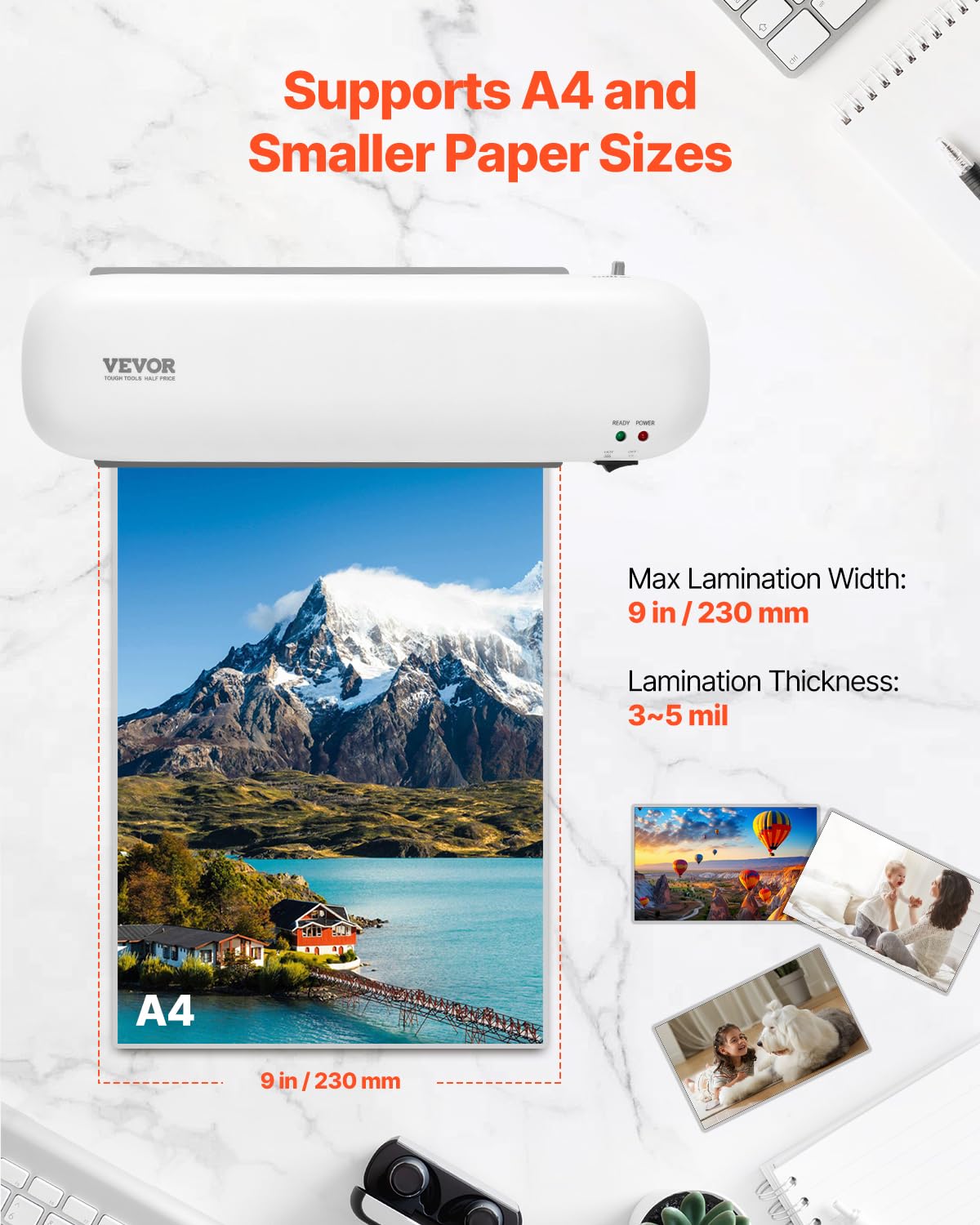 Foto 4 pulgar | Laminadora Térmica Vevor Para Papel A4 De 3 A 5 Mm De Grosor, Color Blanco - Venta Internacional.