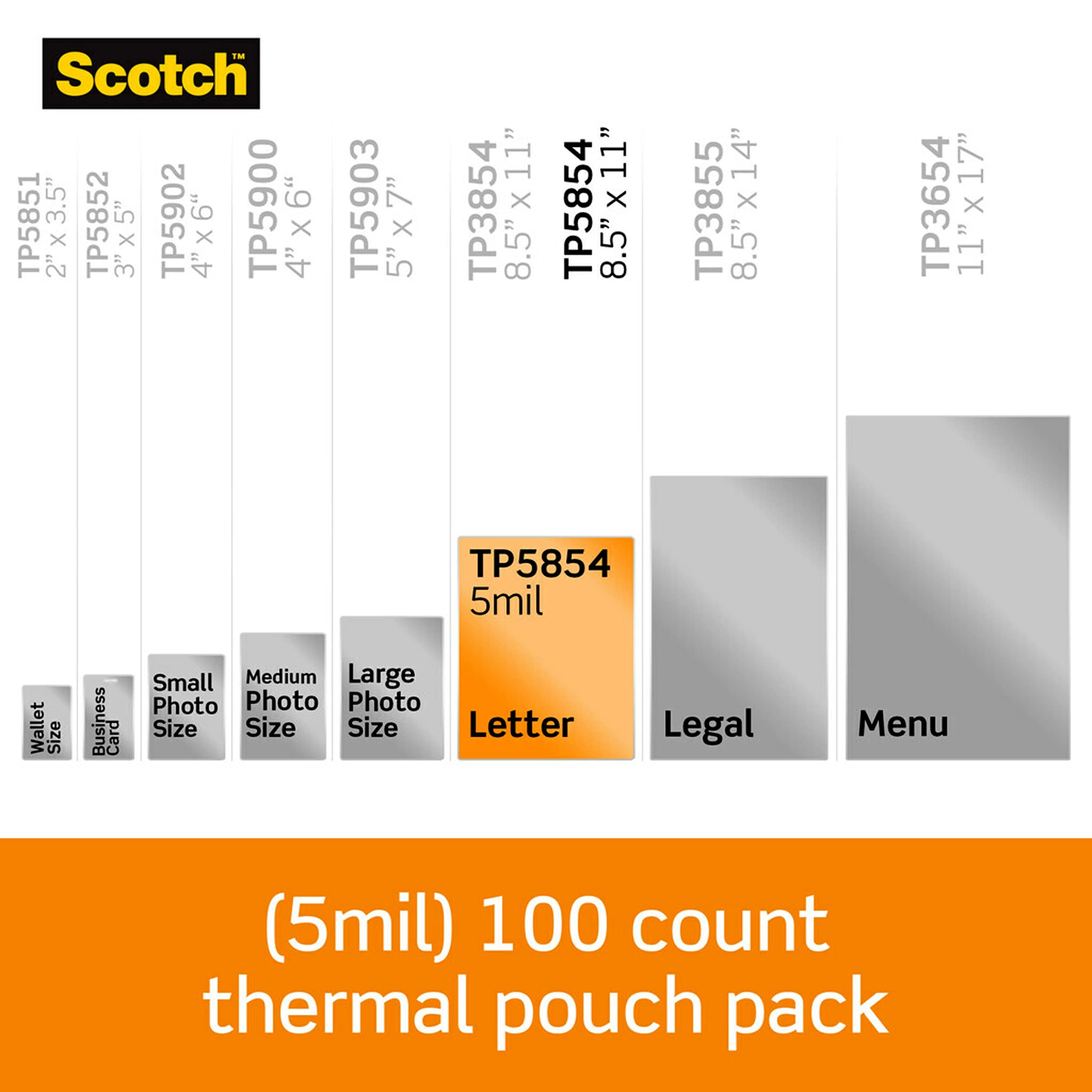 Foto 2 | Bolsas De Laminación Térmica Scotch, 100 Unidades, Transparentes, 125 Micrófonos - Venta Internacional.
