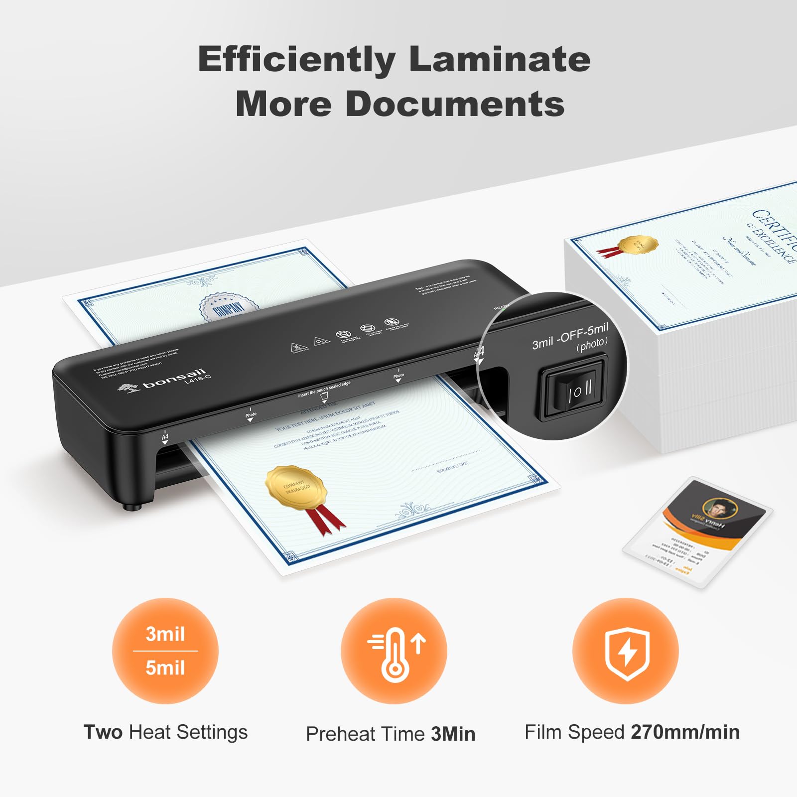 Foto 5 pulgar | Laminador Térmico Laminator Bonsaii A4 De 23 Cm Con Never Jam - Venta Internacional.