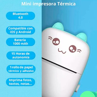 Foto 2 | Mini Impresora Térmica Portátil Kimhi Inalámbricas Bluetooth Sin Tinta Para Ios/android Celular Pc Color Azul
