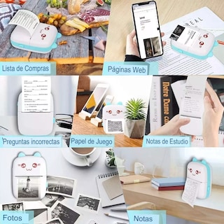 Foto 5 | Mini Impresora Térmica Portátil Kimhi Inalámbricas Bluetooth Sin Tinta Para Ios/android Celular Pc Color Azul