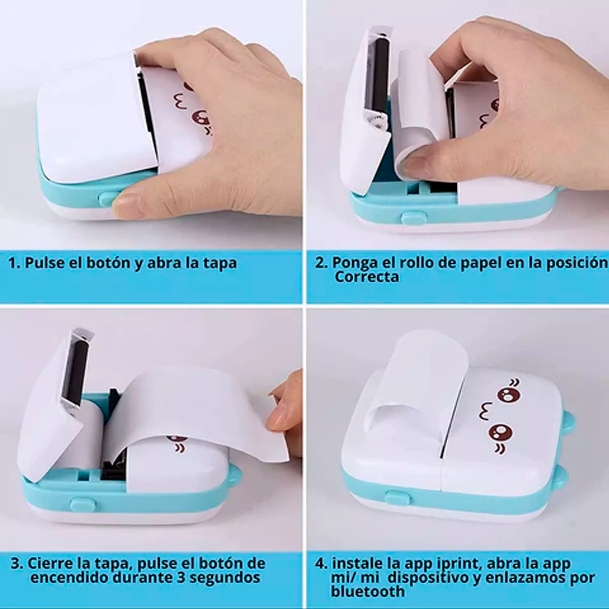 Foto 6 | Mini Impresora Térmica Portátil Kimhi Inalámbricas Bluetooth Sin Tinta Para Ios/android Celular Pc Color Azul