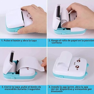 Foto 6 | Mini Impresora Térmica Portátil Kimhi Inalámbricas Bluetooth Sin Tinta Para Ios/android Celular Pc Color Azul