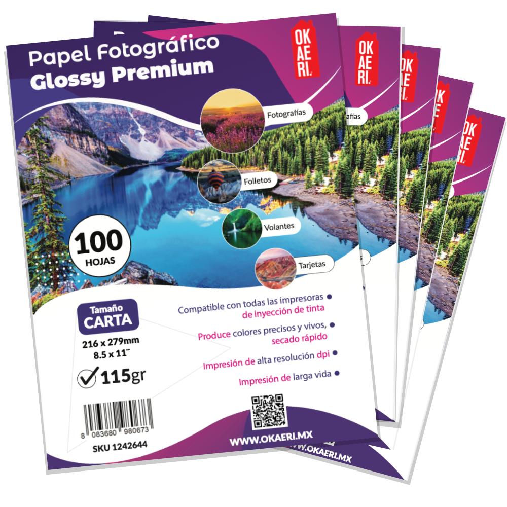 Foto 2 pulgar | 500 Hojas Papel Fotografico 115g Carta Glossy Okaeri 279x216mm Pack