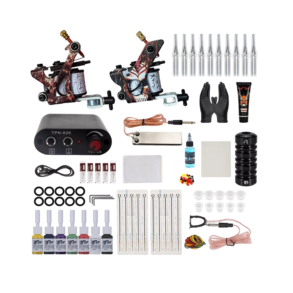 Kit De Tatuaje Completo Profesional De 2 Máquinas Tatuadoras