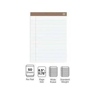Foto 3 | Bloc De Notas Staples Tru, Rojo, Con Rayas Anchas, 8.5 X 11.75 Pulgadas, 50 Hojas - Venta Internacional.
