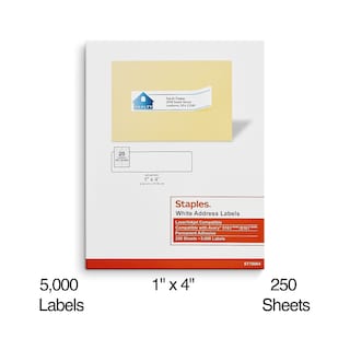 Foto 2 | Etiquetas De Dirección Staples, Láser/inyección De Tinta, 1 X 4 Pulgadas, 10000 Unidades, Cartón - Venta Internaciona