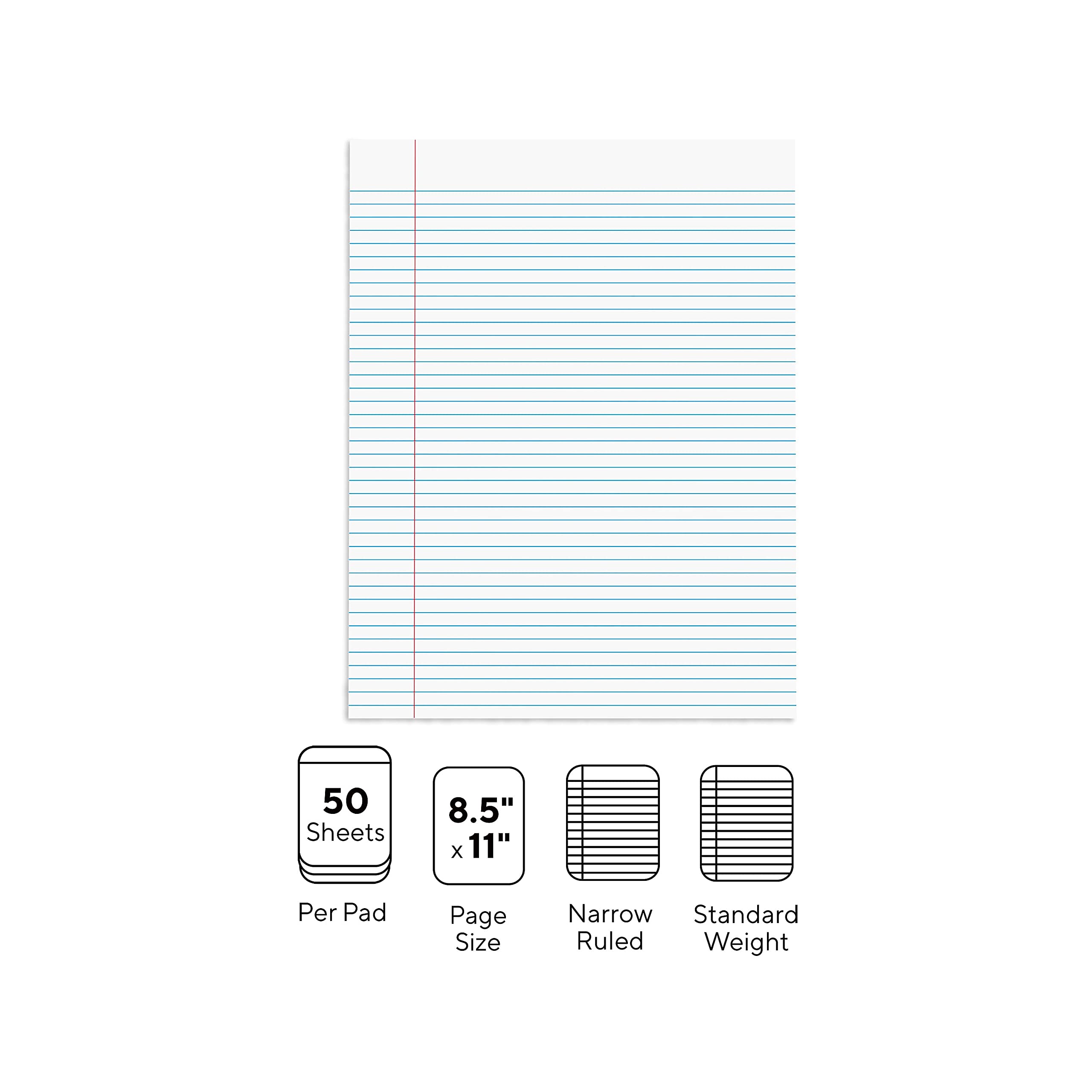 Foto 4 | Bloc De Notas Staples St57420, 21,6 X 27,9 Cm, Con Rayas Estrechas, 50 Hojas - Venta Internacional.