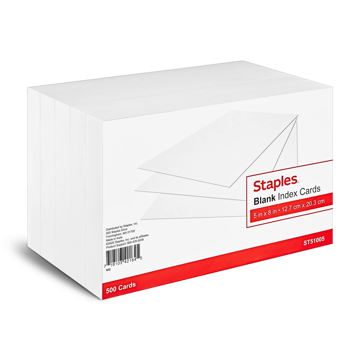 Tarjetas De Índice Staples Business Essentials, 5 X 8 Pulgadas, 1000/cartón - Venta Internacional.