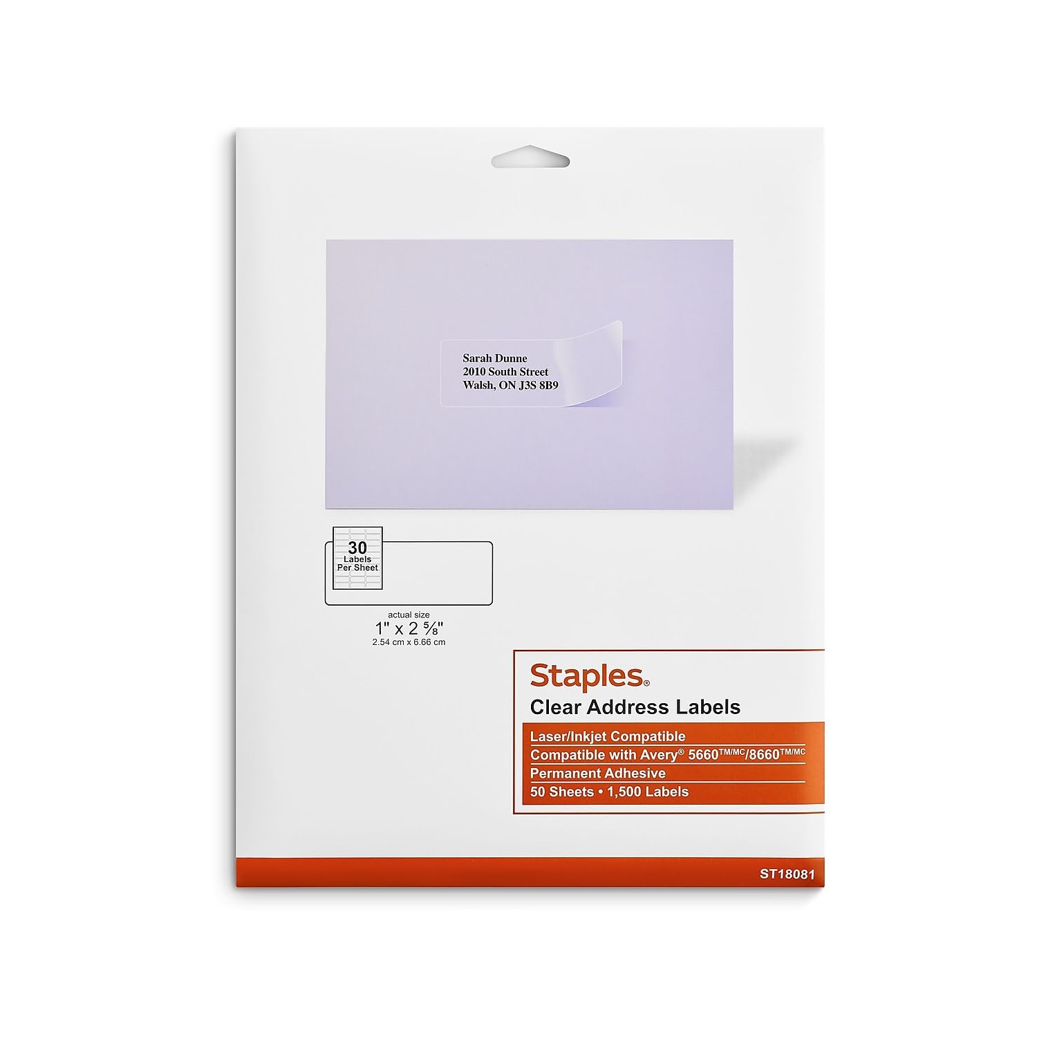 Etiquetas De Dirección Staples Laser/inkjet, 1 X 2,6 Cm, Transparentes, 3000 - Venta Internacional.