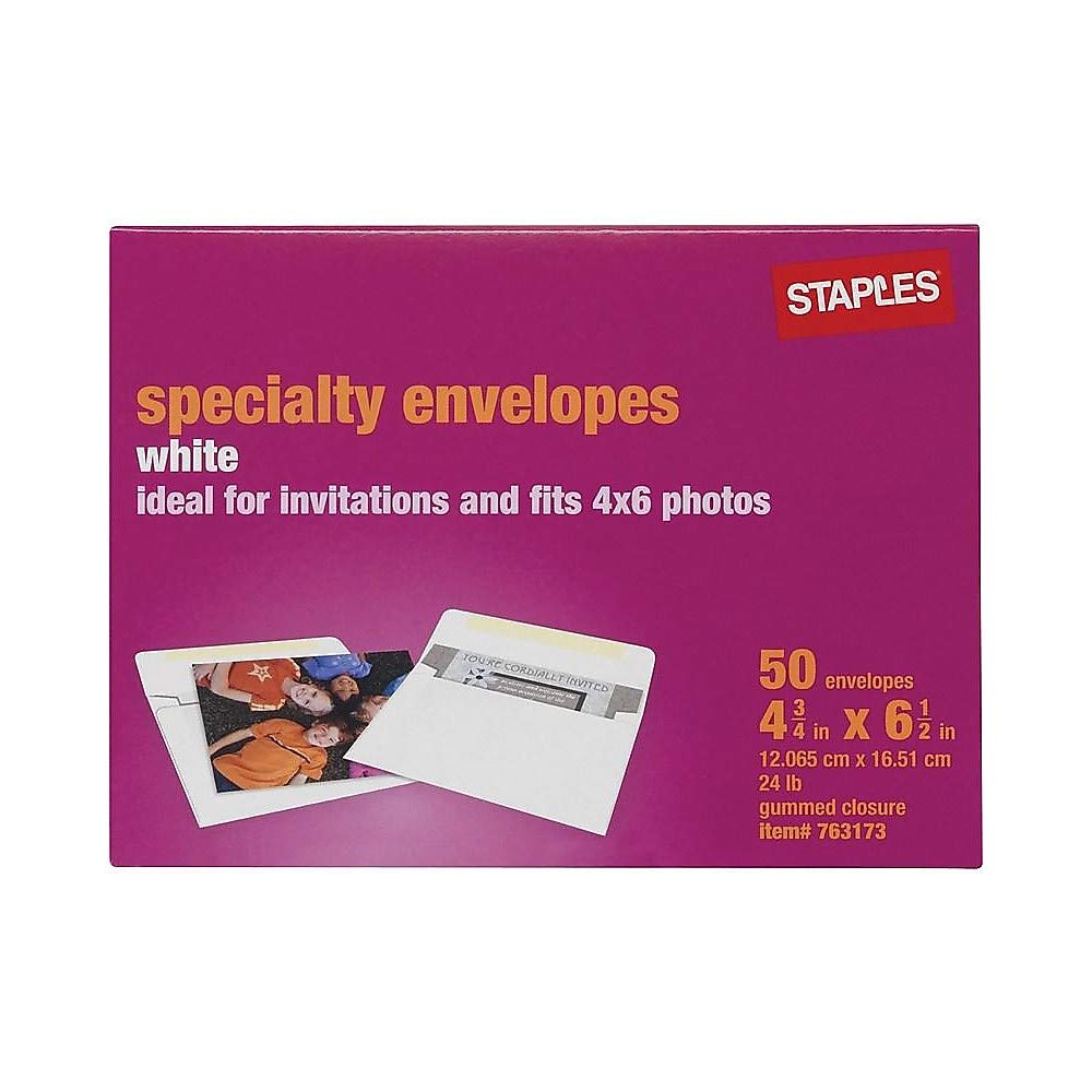 Foto 2 | Sobres Fotográficos Staples 763173 De 12 Cm X 17 Cm, 50 Unidades Por Caja (16985) - Venta Internacional.