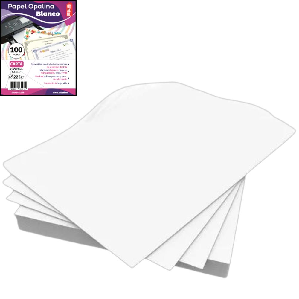 Foto 2 pulgar | Papel Opalina Gruesa 100 Hojas Blancas 225g Carta Paquete Blanco