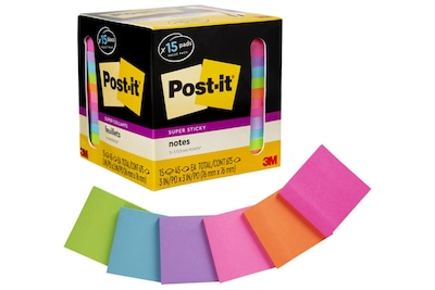 Foto 1 | Sticky Notes Post-it Super Sticky 3 X 3 En 15 Blocs, 45 Hojas - Venta Internacional.