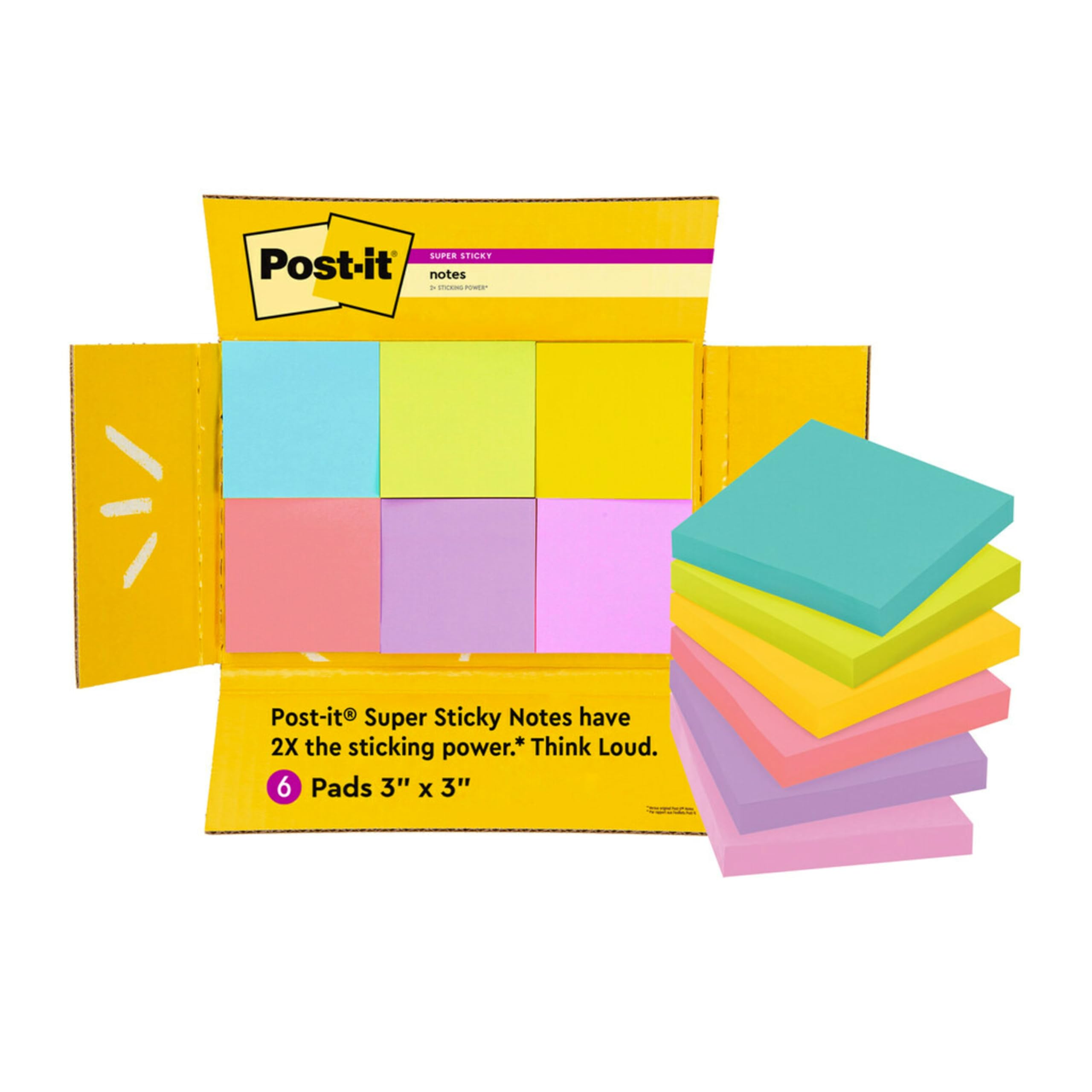 Foto 2 pulgar | Sticky Notes Post-it Super Sticky, 3 X 3 Pulgadas, 6 Blocs, 90 Hojas - Venta Internacional.