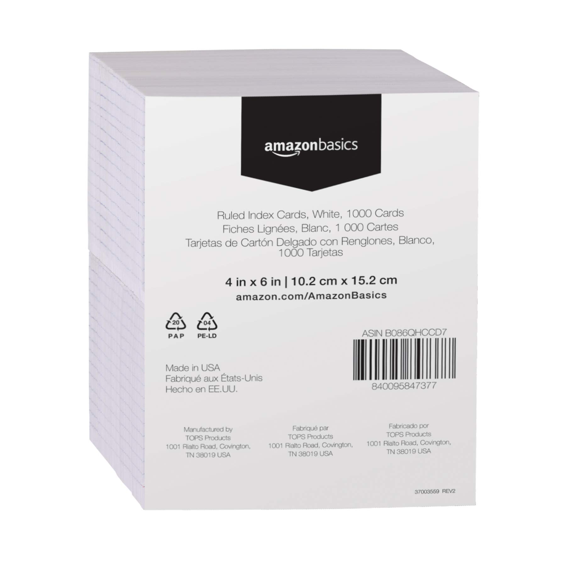 Foto 3 pulgar | Index Cards Amazon Basics, 1000 Tarjetas Rayadas De 4 X 6 Pulgadas, Blancas - Venta Internacional.