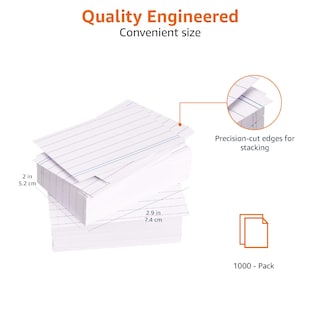 Foto 4 | Tarjetas De Índice Amazon Basics, Tamaño A8, Rayadas, Blancas (paquete De 1000 Unidades) - Venta Internacional.