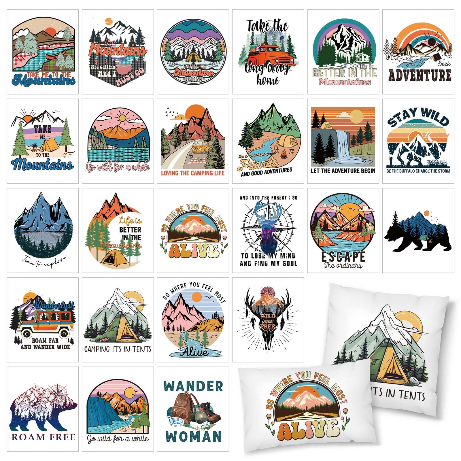 Pegatinas Termoadhesivas Whaline Adventure Camping Wilderness Trekking - Venta Internacional.